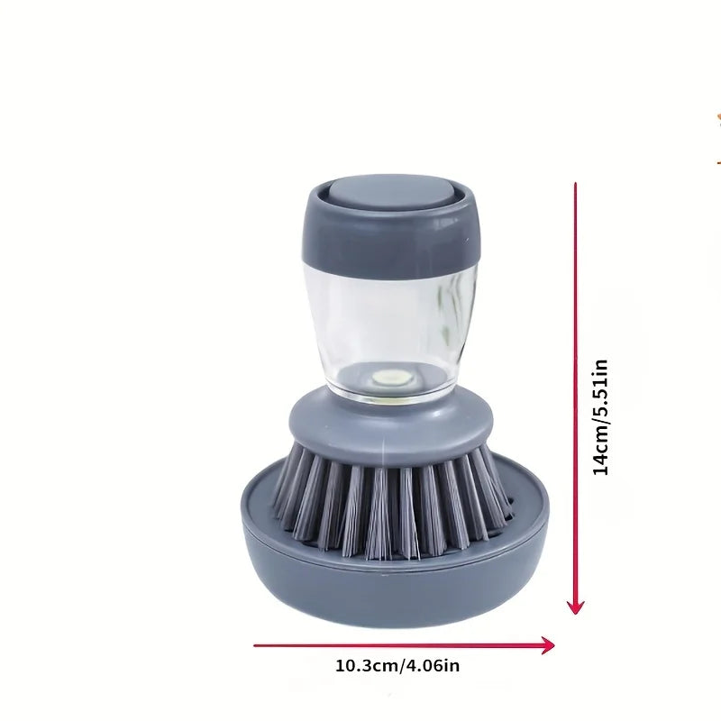 Dishwashing Brush With Soap Dispenser, Kitchen Scrub Brush Suitable For Dishes, Pans, Sinks, Cleaning With Holder Set